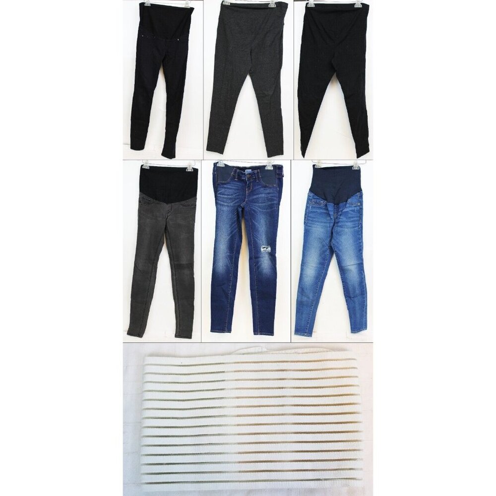7 Pc Maternity Pants Lot Sm Jeans Leggings Stretch High Waist Belly Support Band